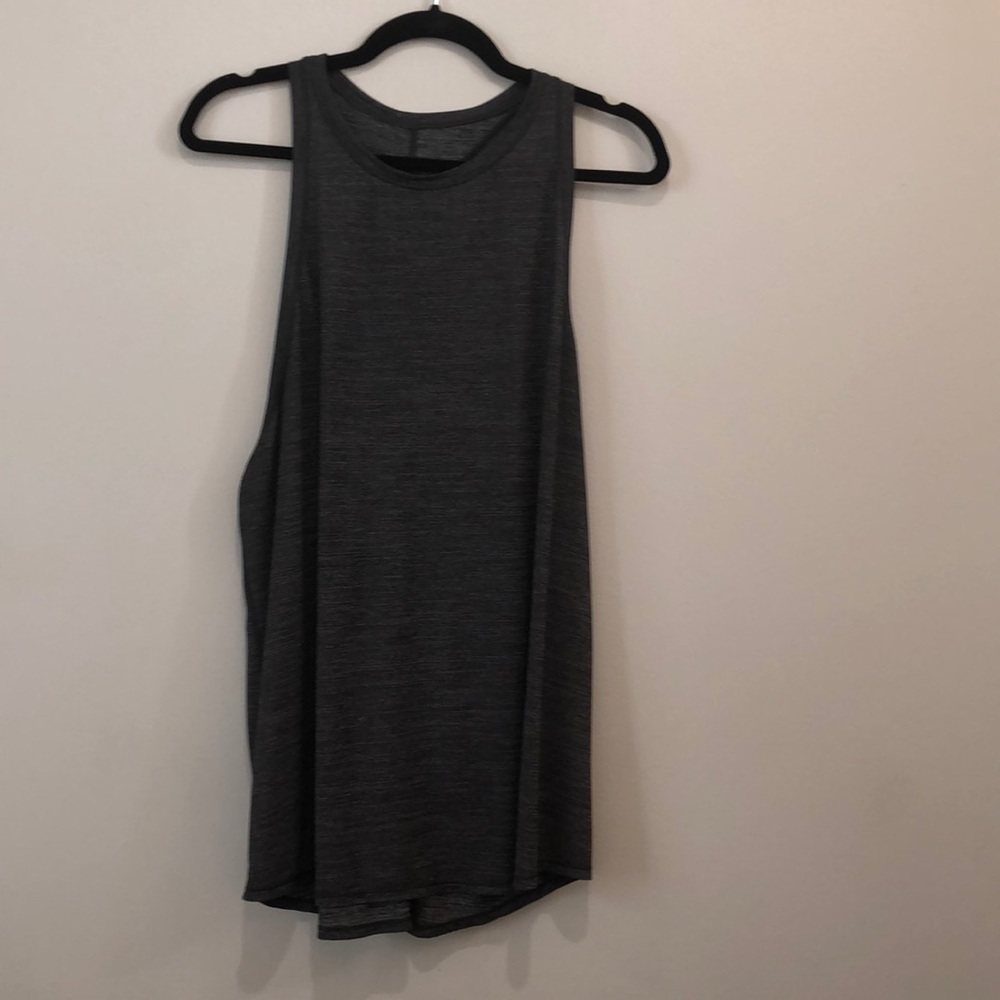 Silvery gray lululemon high neck, split back tank